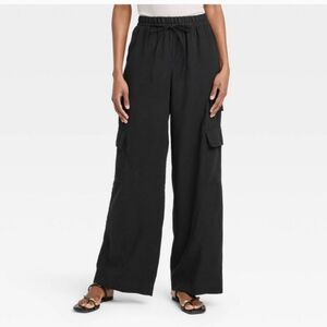 Women's High-Rise Wide Leg Cargo Pants - A New Day Black XL